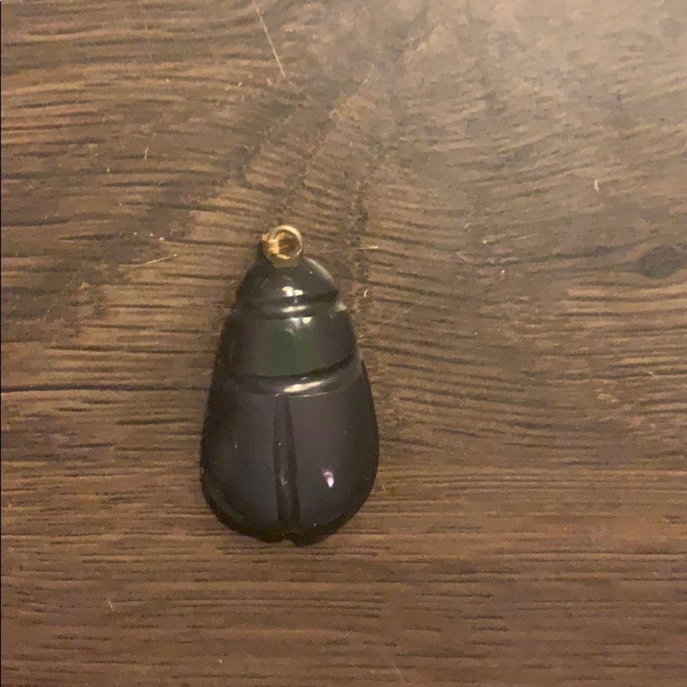 Obsidian onyx scarab beetle pendant